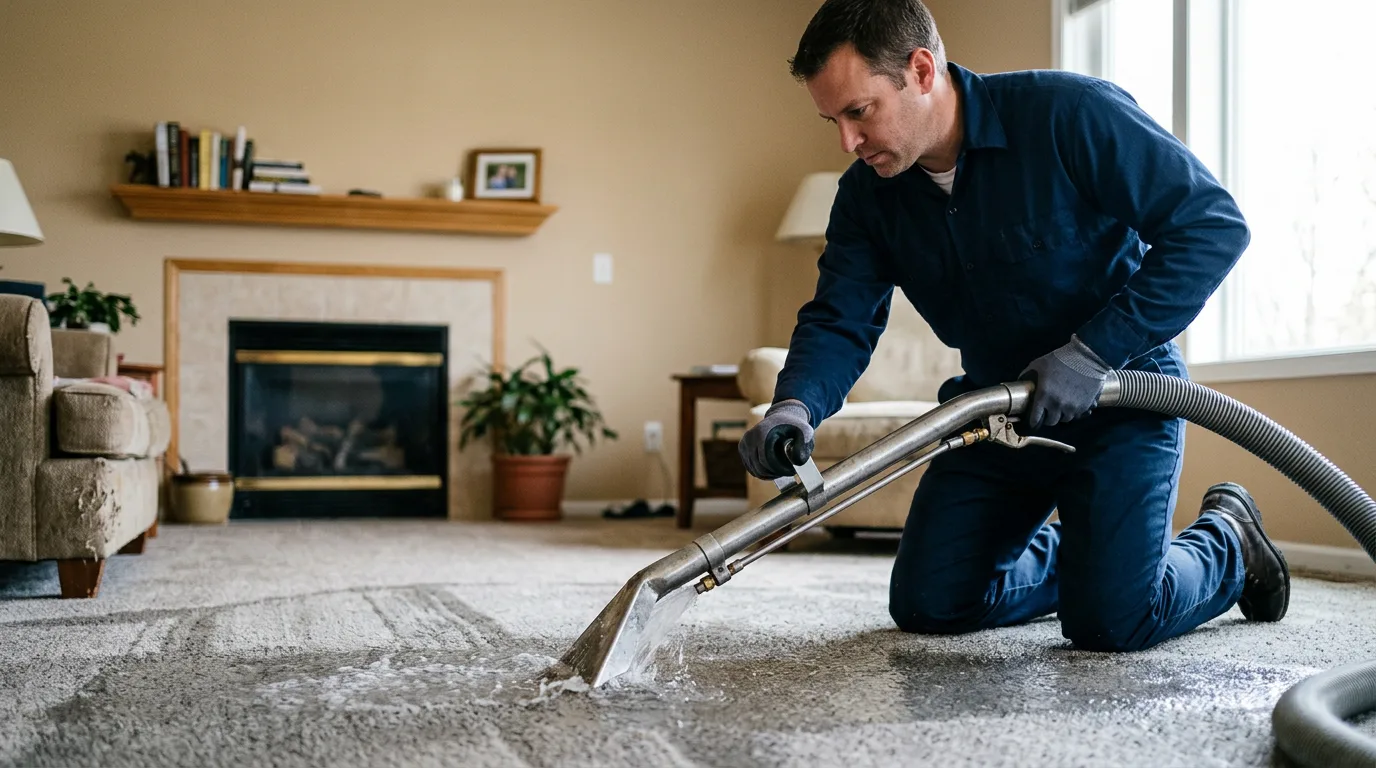 Water damage restoration technician working near Williston, ND